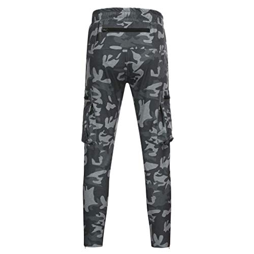 MYNKYLL Calça masculina esportiva de corrida com vários bolsos camuflagem musculação calça comprida