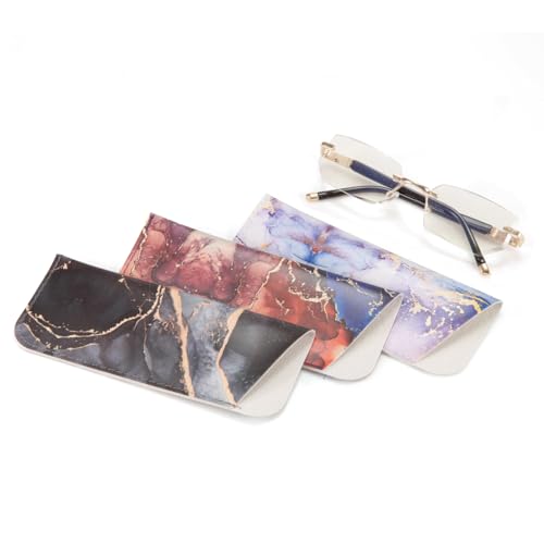 Image of TRIUMPH VISION Reading Glasses Pouch Eyeglass Sleeve Soft Case Slim 3 Pack | Alternative to Bulky Case Lightweight,Neoprene Lined Padded Protect Optical lens Slip in, Cute Pattern Portable for Daily Use