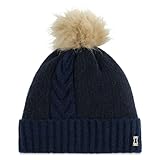 Pompón de piel sintética Spyder Gorro Plait Pom, Mujer, Azul Marino, Talla única