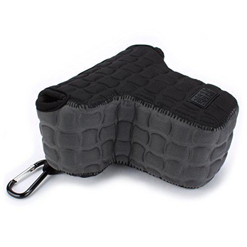 USA Gear Camera Sleeve (Medium) for Compact SLRs Compatible with Canon EOS R100 Nikon Z30 Sony ZV-E10, and more - Padded Neoprene DSLR Case with Zipper Accessory Pocket & Belt Loop (Deluxe Gray) by USA Gear - Image 8