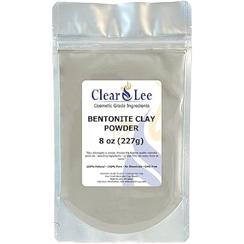 ClearLee Bentonite Clay Cosmetic Grade Powder - 100% Pure Natural Powder - Great For Skin Detox, Rejuvenation, and More - Heal Damaged Skin - DIY Clay Face Mask (8 oz) Cover