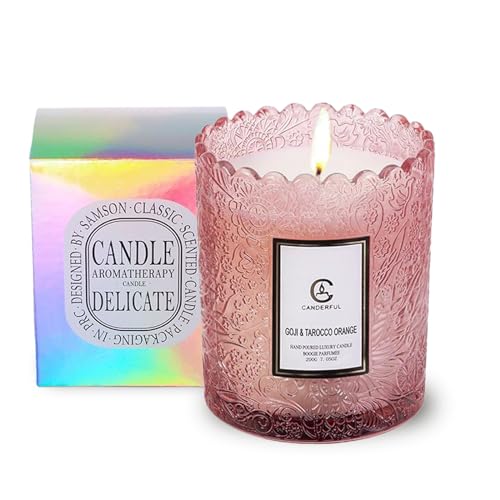 Scented Candle in Elegant Glass Box, 7 Oz/ 200g - 100% Natural Soy, 30-Hour Burn Time - Perfect Home Fragrance, Thoughtful Gifts for Women and Men (Berry Rose)