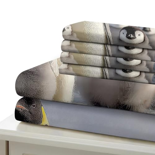 Housse de couette pingouin 140x200 parure lit 3D microfibre - 7