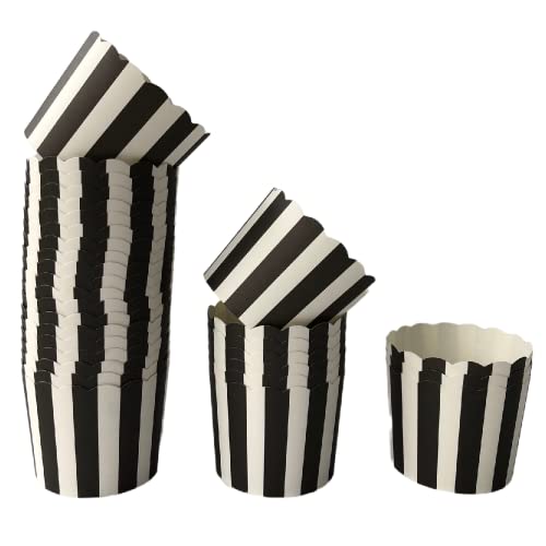 Gemso Paper Baking Cups 90-Pack 6 Oz Greaseproof Baking Cups Cupcake Muffin Cups Disposable Cupcake Wrappers For Birthday Baby Shower And Party Decorations (Black Vertical Polka Dot And Quadrafoil) #TOP5