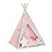 FUNwithMUM Tipi namiot do zabawy Teepee dla dzieci Indian Wigwam pokój dziecięcy ogród mata podłogowa 3 poduszki 100 x 100 x 150 bawełna - Cloudy Roses