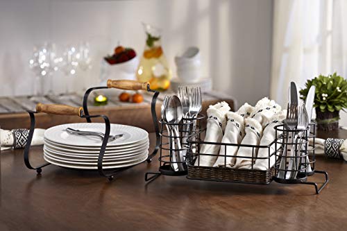 Inspired Living by Mesa Inspired Living Utensil Silverware Organizer in Black Rustic Collection Buffet Caddy,