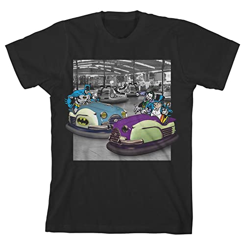 Batman, Joker, Penguins in Bumper Cars Toddler Boy's Black Graphic Tee-4T