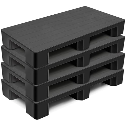 Vercraft 1 Pcs Plastic Pallet for Basement Storage Easy Stack Lightweight Floor Pallet Display Flooring Room Supermarket Christmas, Support up to 2000 Lbs (40'' L X 20'' W X 5.5'' H,Black)