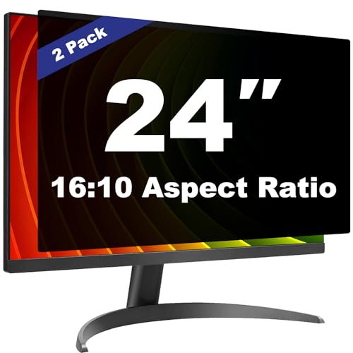 Pozlle 24 Inch Computer Privacy Screen Filter for 16:10 Widescreen Desktop Monitor-Anti-Glare，Anti-Scratch，Data Confidentiality Shield ，Detachable privacy Screen Protector Film【2 Pack】