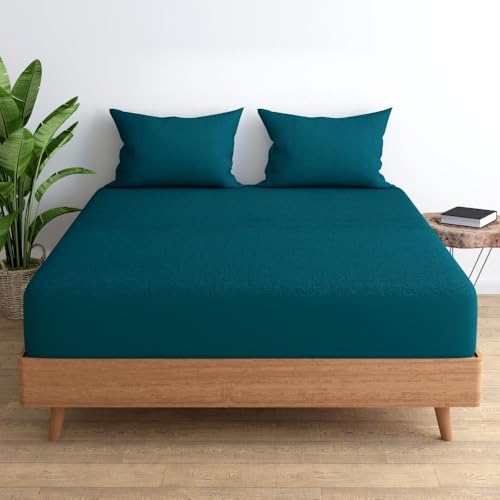 Image of 100% Waterproof Premium Cotton Feel Mattress Protector King Size, 72x78 Inches | Breathable and Hypoallergenic Ultra Soft Fitted Bed Protector Cover Fits Upto 10 Inches- King (TealGreen)
