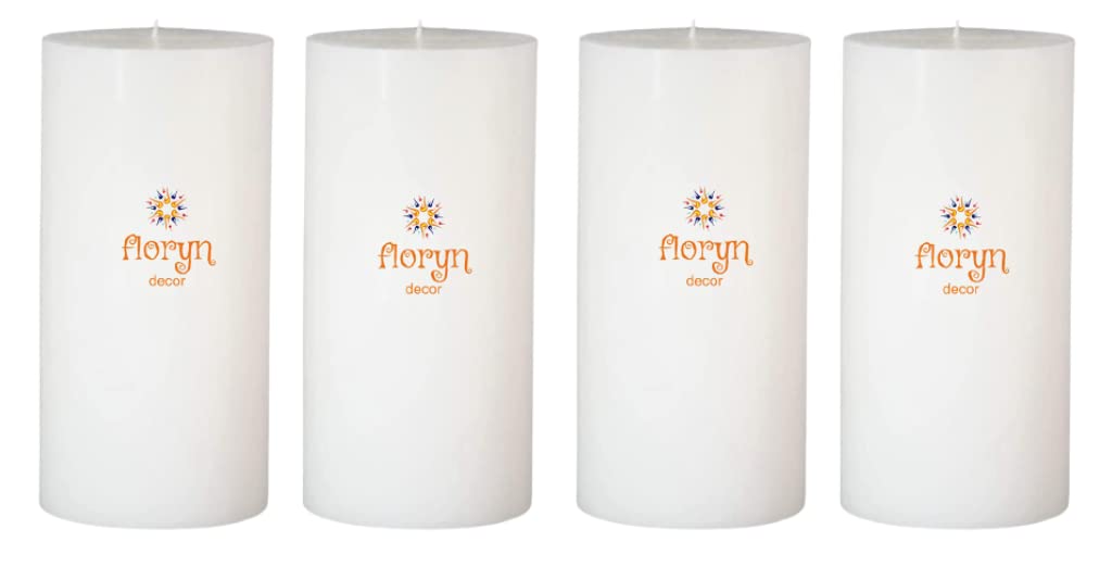 Floryn Decor® Paraffin Wax Pillar Candle (Set of 4, 3 X 6 Inch, White) | Dripless | Smokeless | Unscented | Burning time- 60 hrs | Hand Poured | Christmas Candle (B09L8JYTGJ) Amazon Price History, Amazon Price Tracker