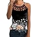 Maglia Hollow Tee Summer Graphic out Floral Halter Womens Top Casual Top Senza Maniche Camicetta Camicie Camicetta Vintage T-Shirt da Donna Pigiami Invernali Sexy (S,Nero)