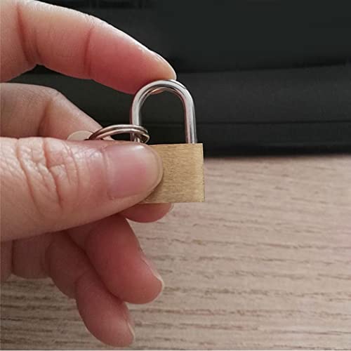 Image of HASTHIP Mini Padlock, Solid Brass, 3 Keys for Suitcase, Locker, Gold