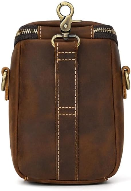 Men's Single Shoulder Bag Brown Waist Outdoor Multi Purpose Belt Pouch