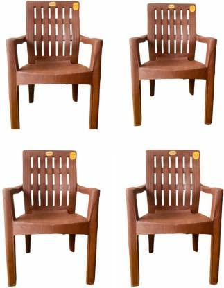 Image of ANMOL Kelvin Brown Chair Fully Comfort and Weight Bearing Capacity 150 kg Outdoor Chair Plastic Outdoor Chair Brown Color (Pack of 4)