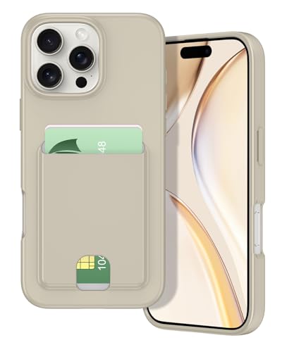 Petocase for iPhone 16 Pro Wallet Case Card Holder Slot Slim Fit Flexible TPU Gel Rubber Soft Skin Silicone Protective Phone Case Cover for Apple iPhone 16 Pro 6.3 inch Grey