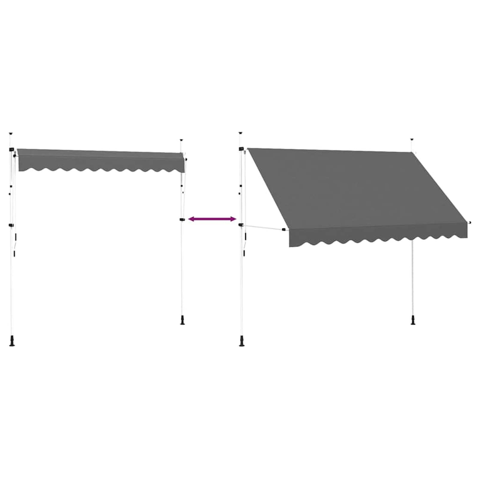 Wysuwana markiza 300 x 120 cm, ręczna obsługa, antracyt, wodoodporna tkanina poliestrowa, stalowa rama, ogród, balkon, na zewnątrz