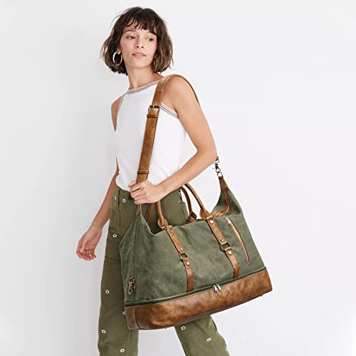 S-Zone Oversized Ladies Travel Tote Duffel Bag Carry on Canvas Travel Duffel Bag Weekender Overnight Bag for Women and Ladies