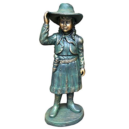 Vaxiuja Garden Sculpture Retro Western Cowboy Decoration Garden Ornaments Boy Girl Character Outdoor Garden Landscape Sculpture Home Decor (Color : Bronze, Size : 35x29x100cm)