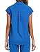 VECARDI Medical Scrub Tops for Women Zipper Front and Four Way Stretch Shirts Short Sleeves Top with Two Side Pockets Dark Blue