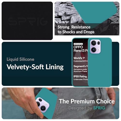 Image of SPRIG Compatible with Oppo Reno 13 Pro Premium SilkTone Back Cover Drop Tested Shock Proof Mobile Case for Men, Women, Boys and Girls with Camera Protection (Ocean Blue)