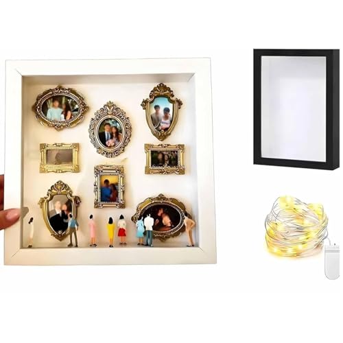 Minifiguras hechas a mano para proteger recuerdos del polvo en caja de silueta de museo DIY