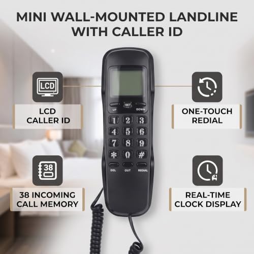Teléfono con cable para línea fija con identificador y pantalla LCD miniatura 4