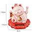Automatic Waving Lucky Cat Solar Powered Light Sensing Decor for Office Home Car Dashboard, Feng Shui Solar Cat with Battery-for Free Operation, White(2314-Pink)