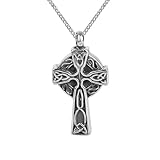 ZARABE Cremation Jewelry Trinity Knot Celtic Cross Urn Necklace Pendant Memorial Ash Keepsake