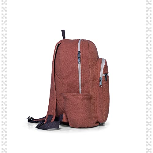 Ruana Lightweight Hemp Backpack 100% Natural Hemp Cotton Fabric Casual Daypack Multipurpose Handmade Bag For Travel, Hiking, Yoga, Picnic (Brown, 38 Cm W X 45 Cm L) #TOP2