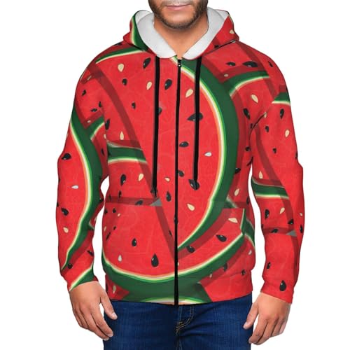 Sweat à capuche polyester doux homme avec imprimé pastèque rouge unique - 6
