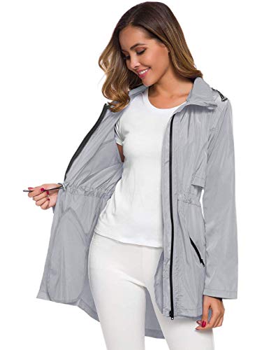 Avoogue Raincoat Women Breathable Packable Waterproof Rain Jacket Rain Wear Grey M thumb #3