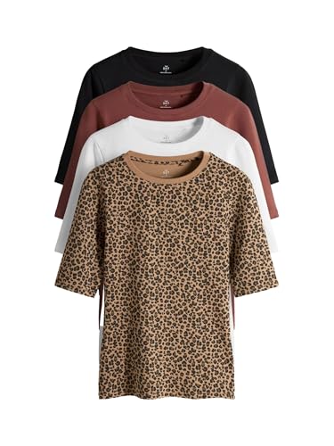 T-Shirt Ras du Cou Lot de 4 à Manches mi-Longues THE SET pour Femme