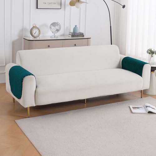Image of HOKIPO Quilted Sofa Armrest Cover - 1 Pair | 'Quilt Classic' Teal (IN-925-TEAL*2)