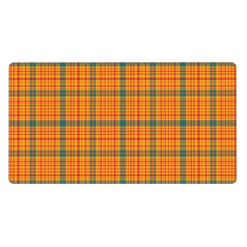 Grand tapis de souris de jeu orange motif écossais rétro avec base caoutchouc antidérapante