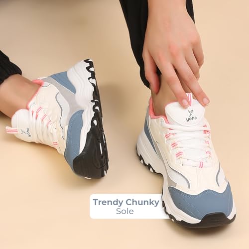 Image of YOHO Women's Chonks Sporty Comfortable Chunky Sneakers | Lightweight & Breathable | Everyday Shoes for Woman /Girls