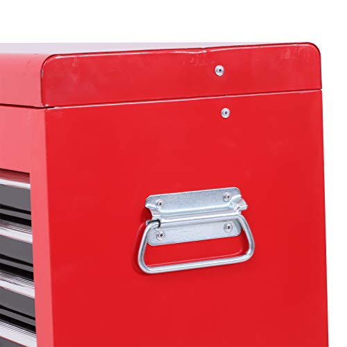 HOMCOM Tool Chest, Metal Tool Cabinet on Wheels with 6 Drawers, Pegboard, Top Chest and Roller Cabinet Combo, 61.6 x 33 x 108cm, Red and Black 9 HOMCOM Tool Chest, Metal Tool Cabinet on Wheels with 6 Drawers, Pegboard, Top Chest and Roller Cabinet Combo, 61.6 x 33 x 108cm, Red and Black - Image 9