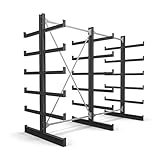 HOHE TRAGKRAFT UND STABIL: Die hohe Tragkraft von 200kg je Kragarm erlaubt es auch schwere Güter zu lagern. Insgesamt dürfen bis zu 1000kg je Seite gelagert werden. Durch den mitgelieferten Schwerlastanker ist eine stabile Bodenverankerung gesischert.