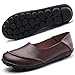 Hsyooes Damen Mokassin Bootsschuhe Leder Loafers Fahren Flache Schuhe Halbschuhe Slippers Erbsenschuhe, Braun, (Herstellergröße: 41)