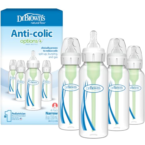 Dr. Brown's Anti-Colic Options+ Narrow Baby Bottle, 8 oz, 2-Pack