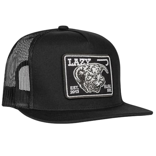 Lazy J Ranch Wear Black Elevation Classic Trucker Hat - Adjustable Snapback Unisex Rope Hat Western Hats for Men or Women Country Style Lazy J Ranch Hats