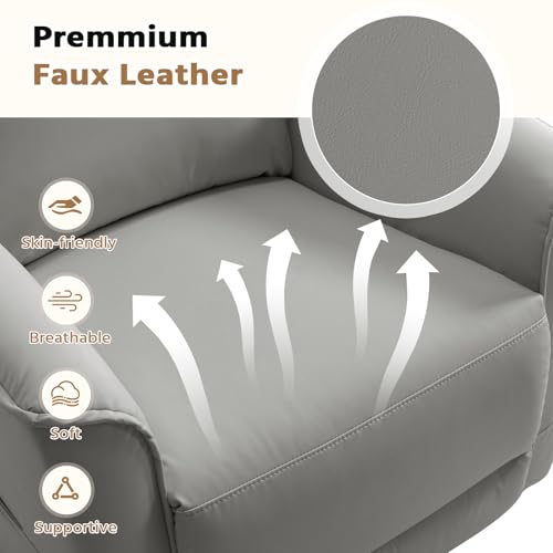 Image of HAOMARKETS Swivel Rocker Recliner Chair Set of 2, Manual Faux Leather Glider Rocking Recliners for Adults, 360 Swivel Nursery Reclining Sofa with Storage Pocket