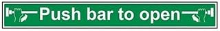 VSafety Push Bar To Open Sign - Landscape - 600mm x 75mm - 1mm Rigid Plastic