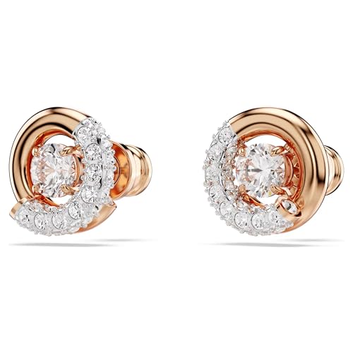 Swarovski Dextera Stud Earrings, Round Cut, Clear, Rose Gold-Tone Finished3