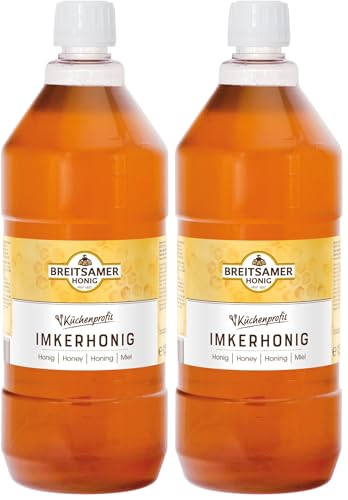 Breitsamer Blütenhonig Imkergold flüssig 1,5 kg Flasche für Küchenprofis Aromatischer Honig ideal für Großverbraucher Hotels Gastronomie (1 x 1500g) (Packung mit 2)