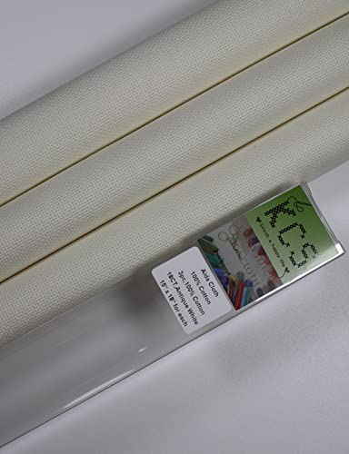 Image of KCS 3 pc of 15 inch x 18 inch Counted Cross Stitch Cotton Aida Cloth Needlework Rolled Fabric Box,18CT,Antique White