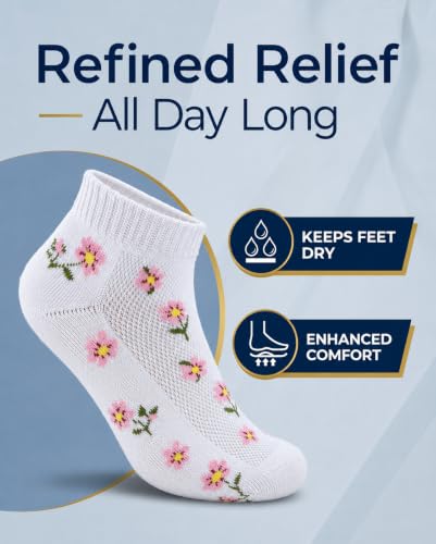 Image of Pembrook Ankle Diabetic Socks for Women & Men | 6 Pairs | Wide Non Binding Socks Quarter Length | Edema Neuropathy Socks