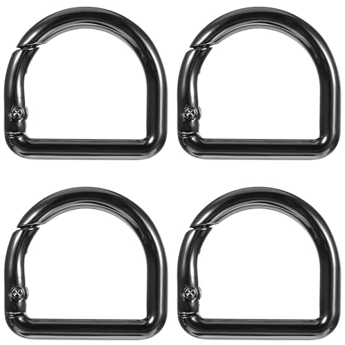 4 mosquetones pequeños de metal con anillo D, ganchos de resorte para llaves, hebillas de clip, abrazaderas de cierre negro