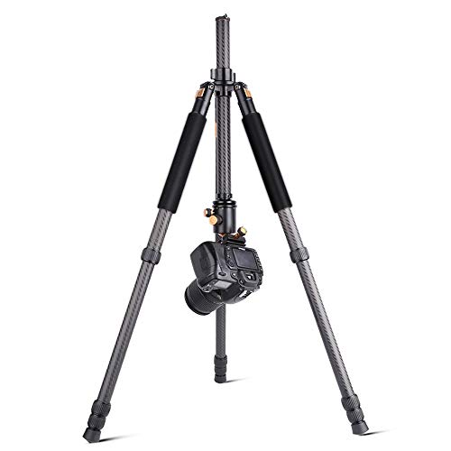 PQXOER Kamera Stativ Kamera tragbares Stativ Kohlefaser Stativ Kugelkopf und Ersatz 1/4"Schnellwechselplatte für die Reise für DSLR Canon Nikon Sony Kamera schwarz (Q968C) Dreibein-Stative – Bild 6