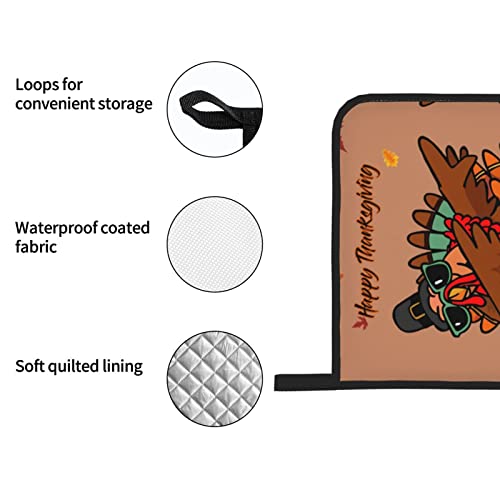 Happy Thanksgiving Turkey Maple Leaf Pumpkin Oven Mitts Heat Resistant Kitchen Oven Gloves With 2 Pot Holders Bbq Gloves For Kitchen… #TOP5